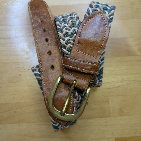 Boston Early Tones Woven Leather Belt with Brass Buckle 32"-35" - Picture 2 of 11